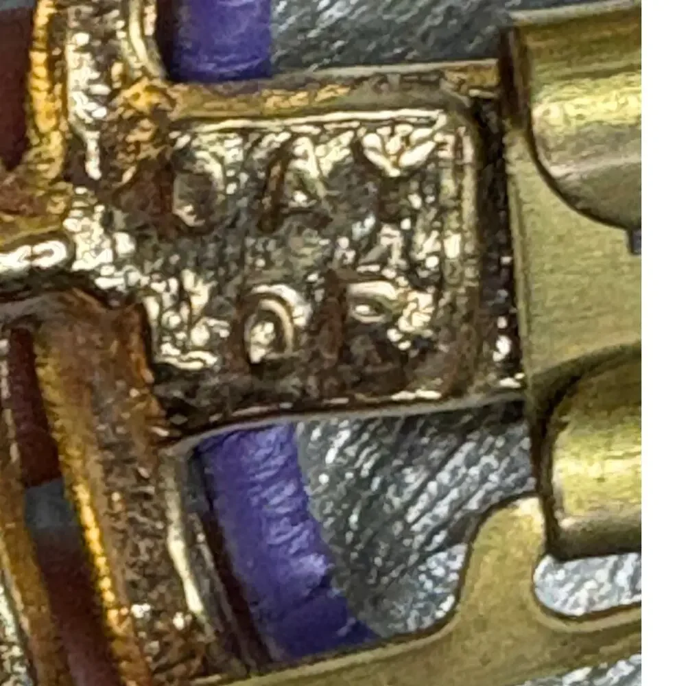 Vintage Day Lor Purple / Gold belt Oval Buckle with Leather accent Sz 30/32